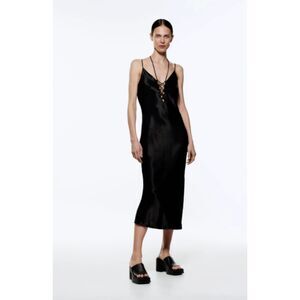 Zara Satin Tie Up Slip Dress